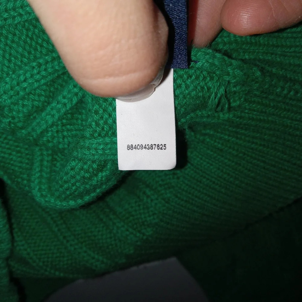 Green Cable Knit Ribbed V-Neck Sweater Medium Kelly Green - Picture 5 of 7